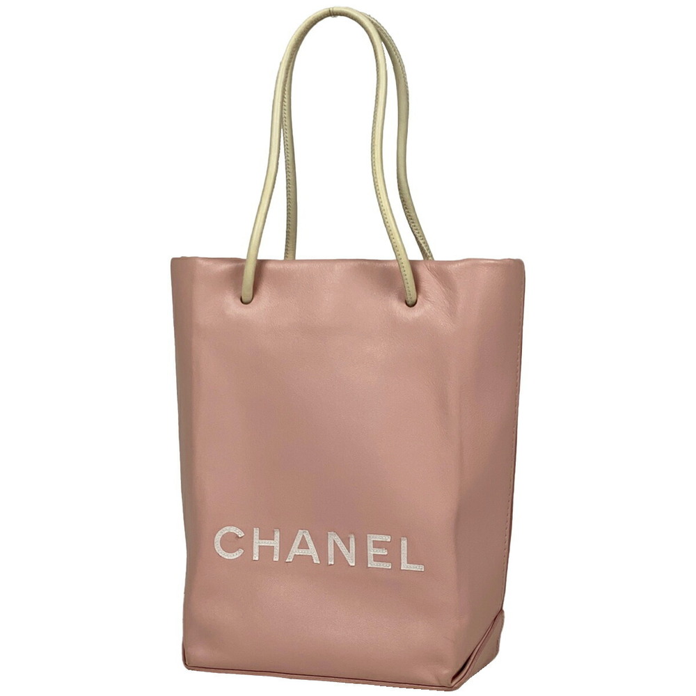 Chanel Essential Tote PM Handbag Logo Small Bag Leather Pink